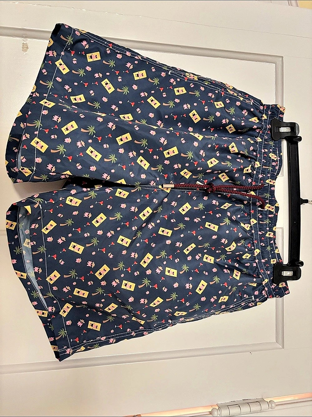 Wold and Goat Printed Swim Trunks. Blue. Large. Like New